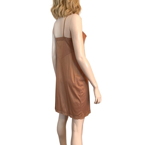 Vintage 60s KAYSER Full Slip 100% Nylon Matching Mocha Lace Lacy - Picture 7 of 15